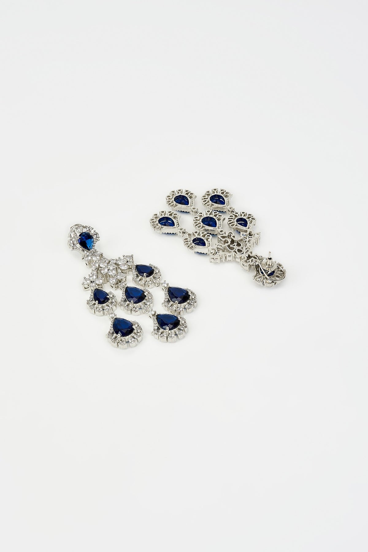 White Rhodium Finish Zircon Dangler Earrings
