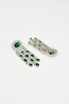 White Rhodium Finish Zircon Dangler Earrings