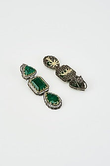 White Rhodium Finish Zircon Dangler Earrings
