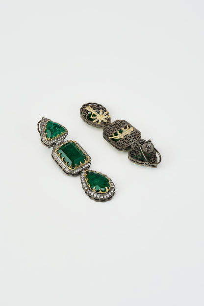 White Rhodium Finish Zircon Dangler Earrings