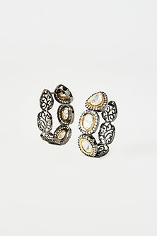 White Rhodium Finish Pearl & Zircon Stud Earrings