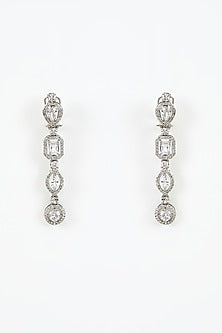 White Finish Zircon Long Necklace Set