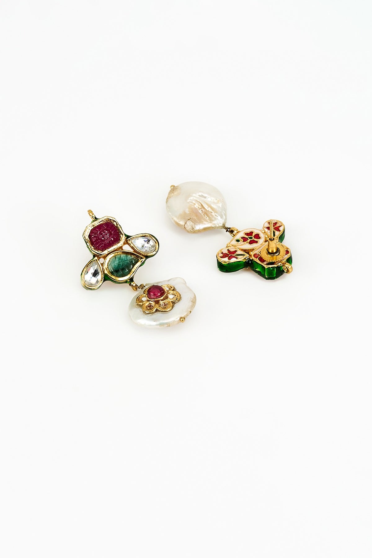 Gold Finish Kundan Polki & Multi-Colored Stone Choker Necklace Set