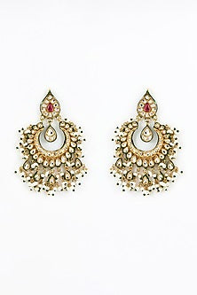 Gold Finish Kundan Polki & Red Stone Choker Necklace Set