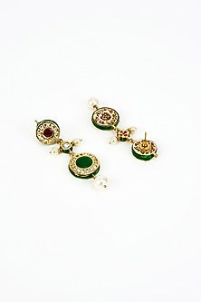 Gold Finish Kundan Polki & Multi-Colored Stone Beaded Choker Necklace Set