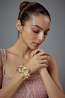 Gold Finish Kundan Polki Bangle