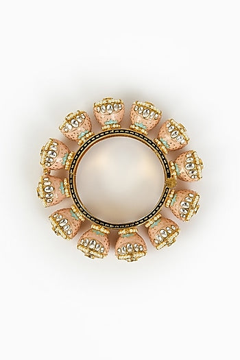 Gold Finish Kundan Polki Bangle