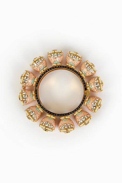 Gold Finish Kundan Polki Bangle