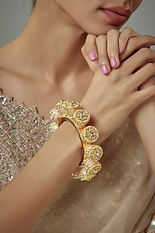 Gold Finish Kundan Polki Bangle