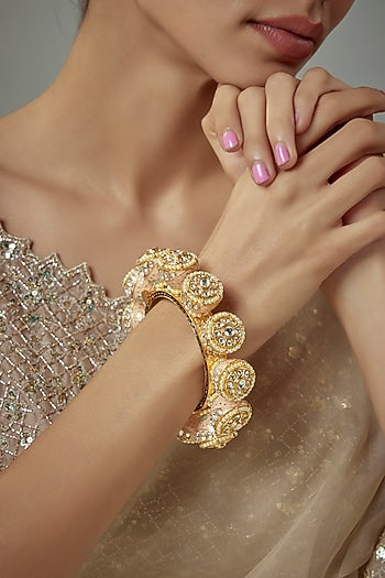 Gold Finish Kundan Polki Bangle