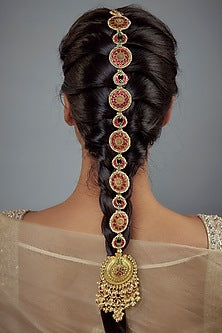 Gold Finish Kundan Polki Chand Maang Tikka