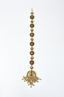Gold Finish Kundan Polki Chand Maang Tikka
