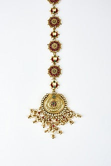 Gold Finish Kundan Polki Chand Maang Tikka