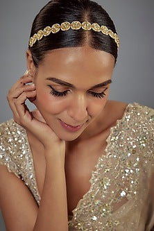 Gold Finish Kundan Polki Mathapatti