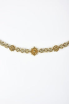 Gold Finish Kundan Polki Mathapatti