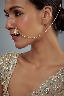 Gold Finish Kundan Polki Nath