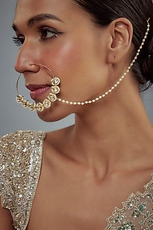 Gold Finish Kundan Polki Nath
