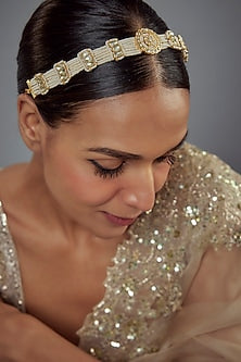 Gold Finish Kundan Polki Mathapatti