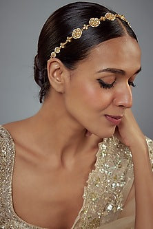 Gold Finish Kundan Polki Mathapatti