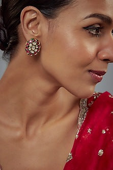 White Finish Zircon Stud Earrings