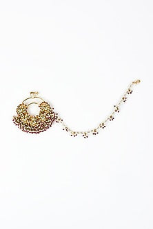Gold Finish Kundan Polki Nath