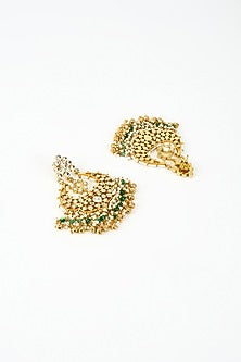 Gold Finish Kundan Polki Chandbali Earrings