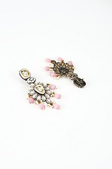 White Finish Zircon & Pink Pearl Dangler Earrings
