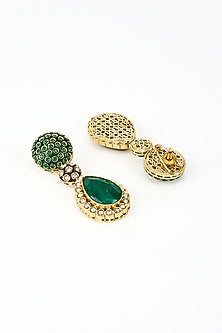 Gold Finish Kundan Polki & Pearl Dangler Earrings