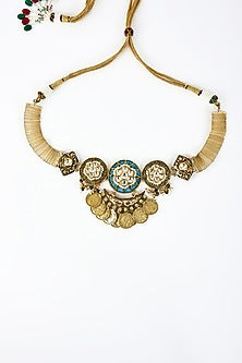 Gold Finish Kundan Polki Choker Necklace Set