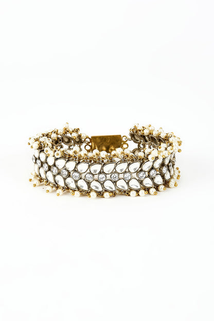 Gold Finish Kundan Polki Bangle
