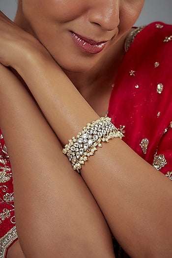 Gold Finish Kundan Polki Bangle