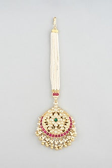Gold Finish Kundan Polki Maangtikka