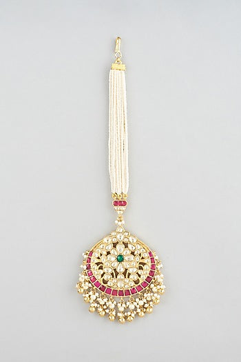 Gold Finish Kundan Polki Maangtikka