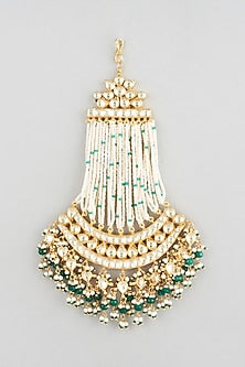 Gold Finish Green Drop & Kundan Polki Pasa