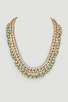Gold Finish Kundan Polki Long Necklace