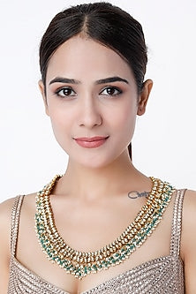 Gold Finish Kundan Polki Long Necklace