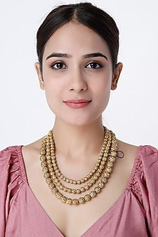 Gold Finish Pearl Layered Mala