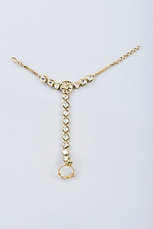 Gold Finish Kundan Polki Hand Harness