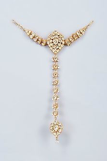 Gold Finish Kundan Polki & Pearls Hand Harness