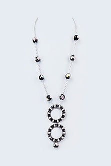 Black Rhodium Finish Emerald Stone Enameled Mala Necklace
