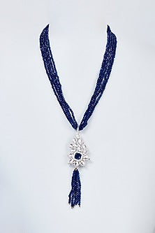 Gold Finish Semi-Precious Blue Stone & Zircon Mala