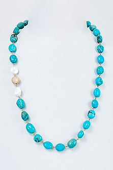 Gold Finish Blue Jade Beaded Mala