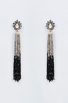 Gold Finish Crystal & Zircon Dangler Earrings