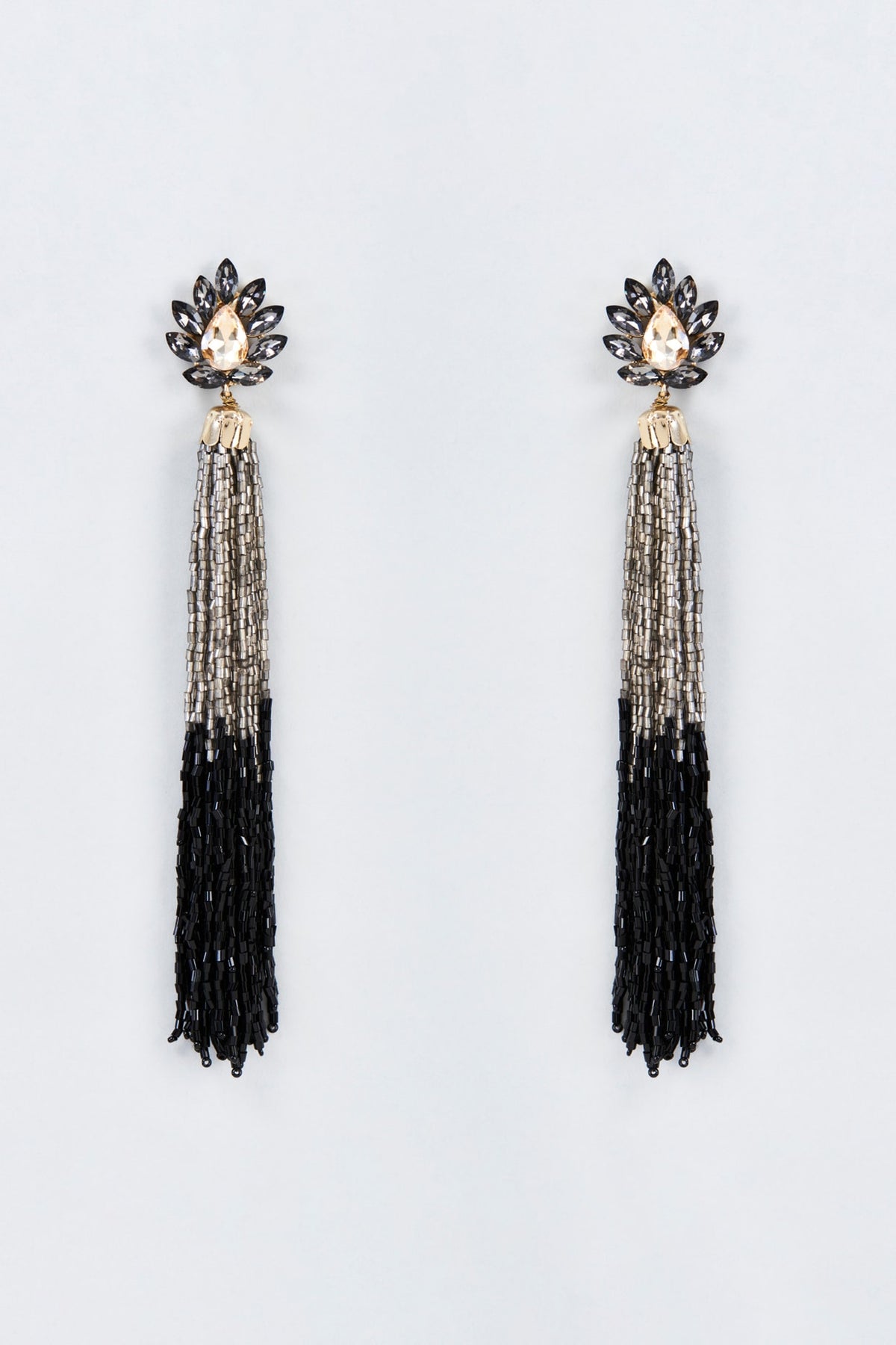 Gold Finish Crystal & Zircon Dangler Earrings
