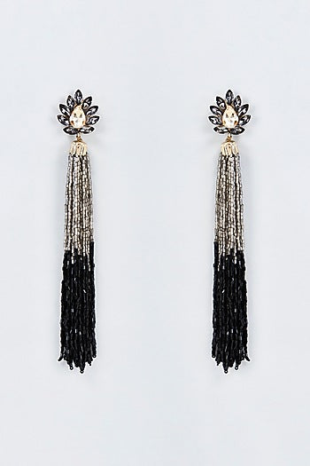 Gold Finish Crystal & Zircon Dangler Earrings