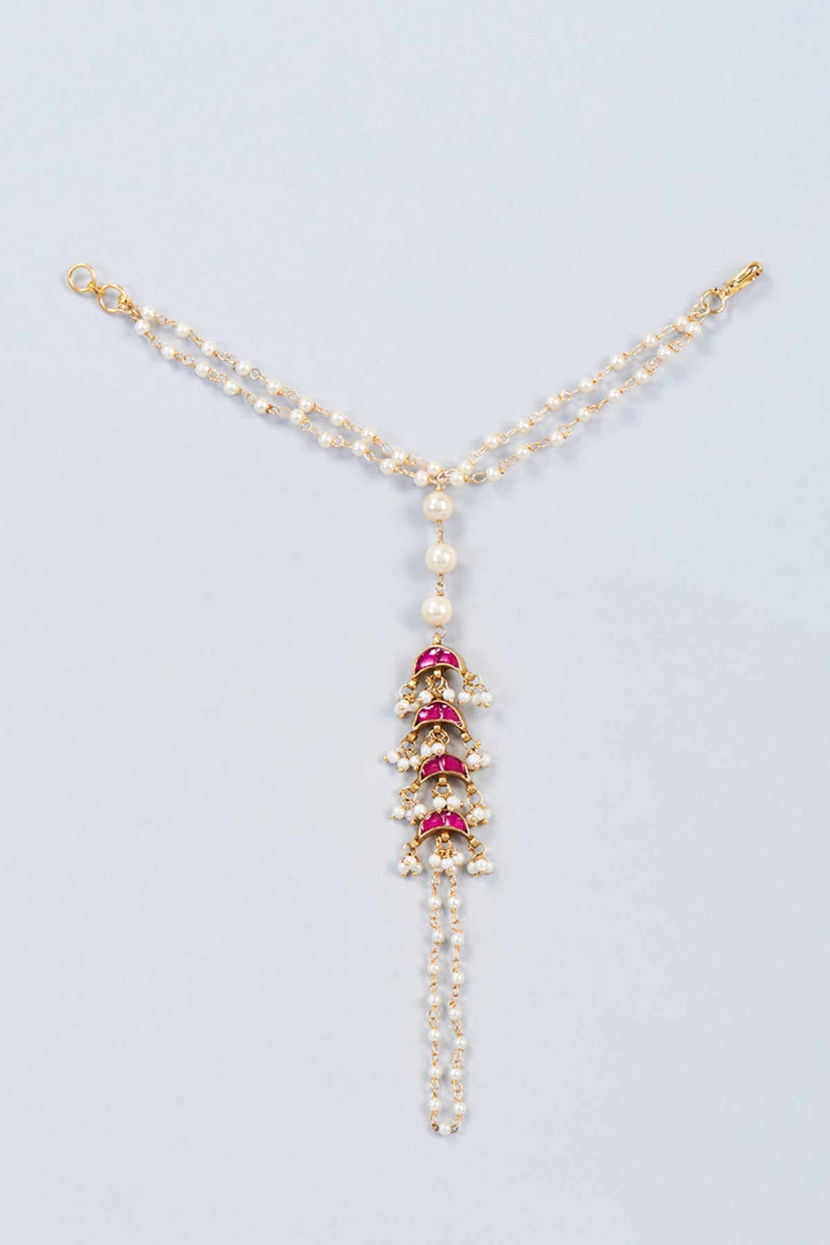 Gold Finish Kundan Polki & Champagne Stone Hand Harness