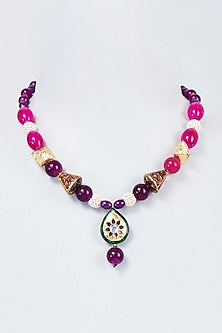 Gold Finish Multi-Colored Jade Beaded Mala