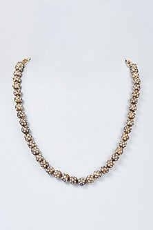 Gold Finish Blue Jade Beaded Mala