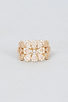 Gold Finish Zircon Carved Ring