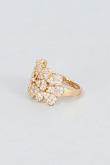 Gold Finish Zircon Carved Ring